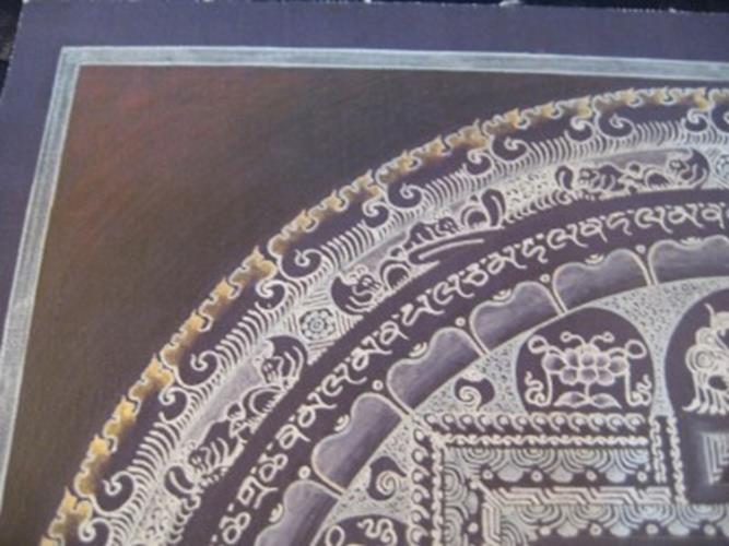 24 K Gold Lakpa Lama Signed Ohm Silver Thangka Thanka Painting Art A5N25