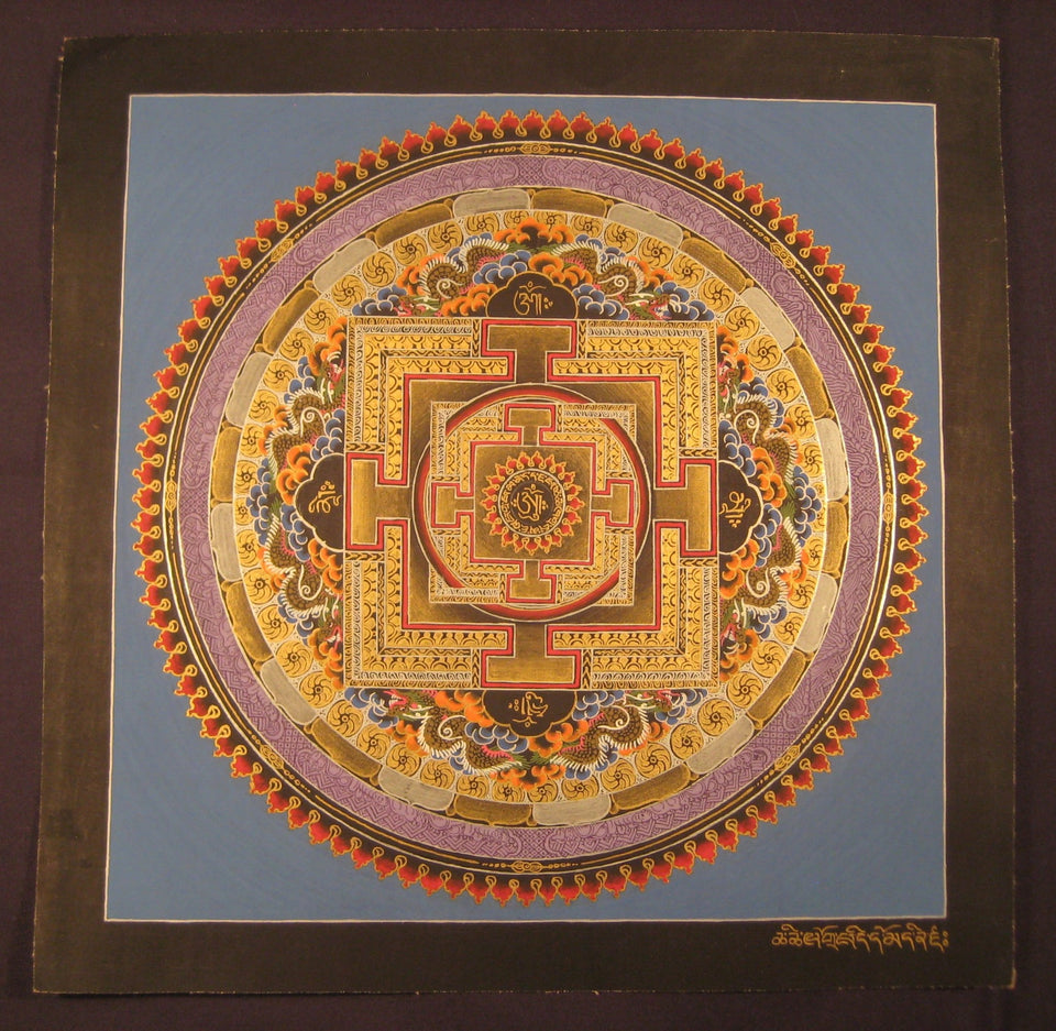 24 K Gold Sai Lama Ohm Thangka Painting Nepal Art A2855