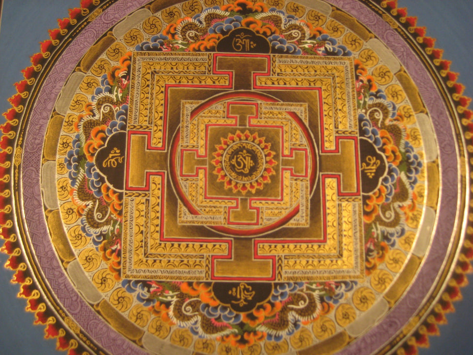 24 K Gold Sai Lama Ohm Thangka Painting Nepal Art A2855