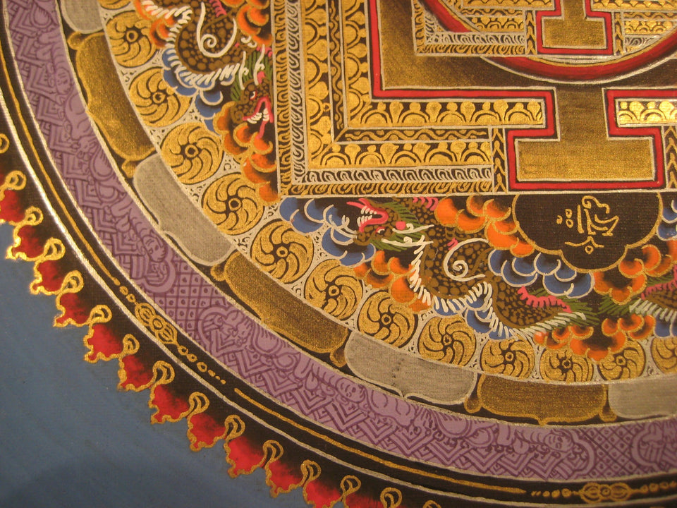 24 K Gold Sai Lama Ohm Thangka Painting Nepal Art A2855