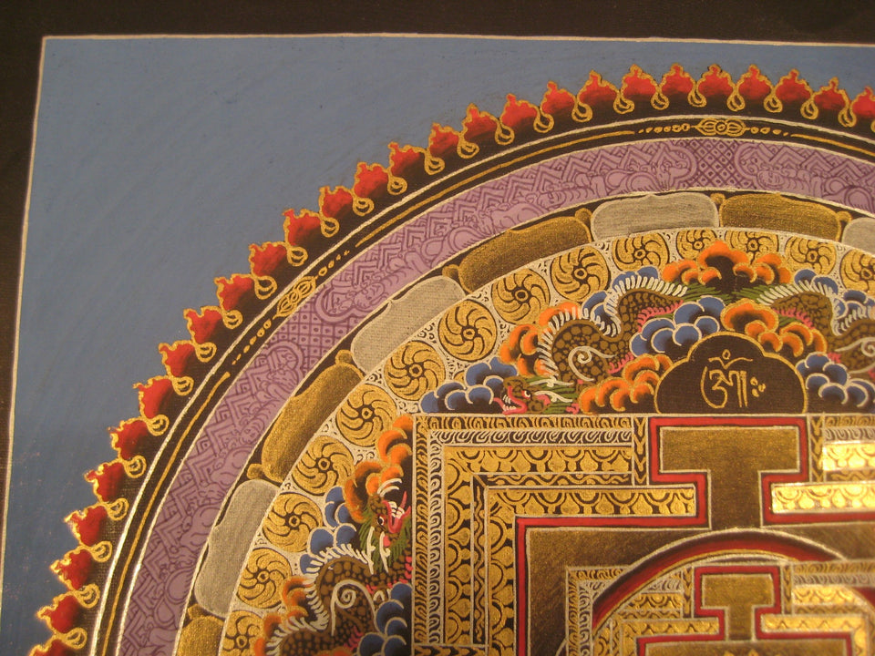 24 K Gold Sai Lama Ohm Thangka Painting Nepal Art A2855