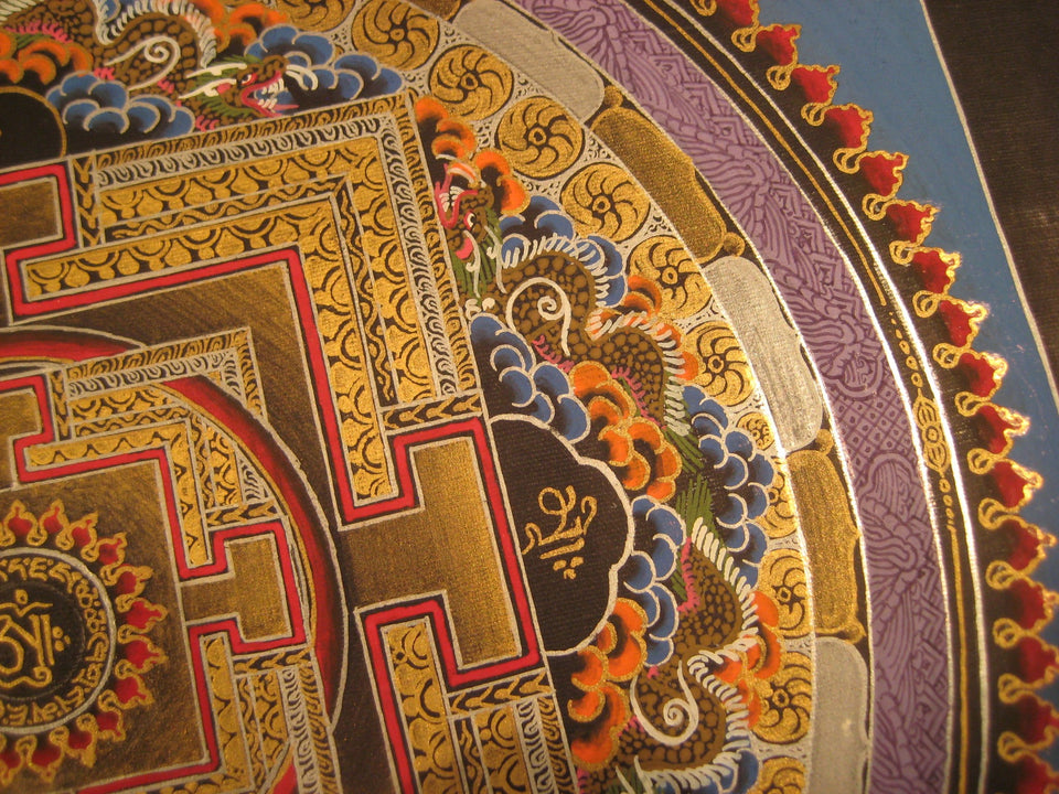 24 K Gold Sai Lama Ohm Thangka Painting Nepal Art A2855