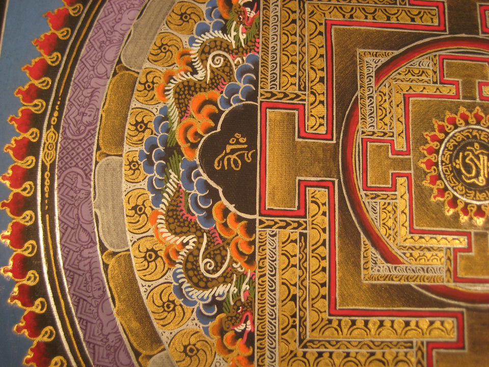 24 K Gold Sai Lama Ohm Thangka Painting Nepal Art A2855