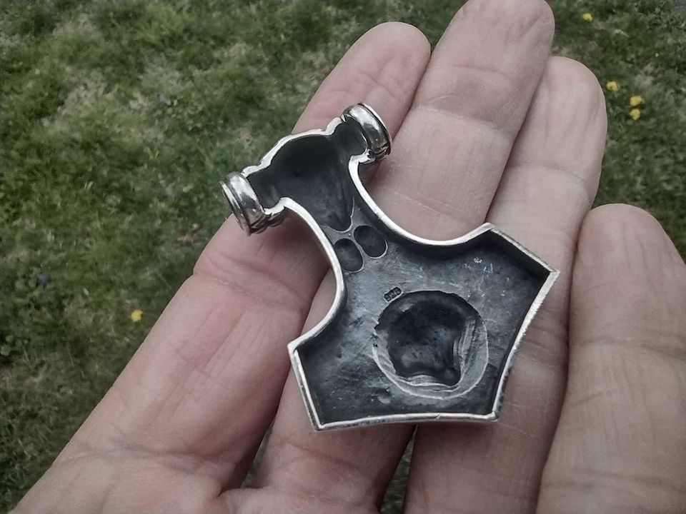 925 Silver Viking Mjolnir Mjolhner Odin Wolf Hammer of Thor Pendant A19