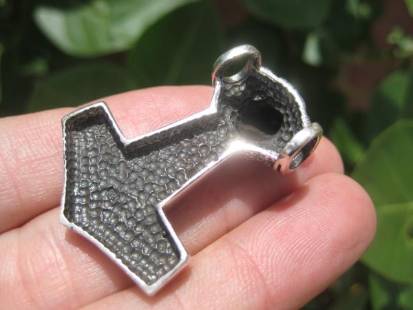 925 Silver Viking Skull Helmet Mjolnir Mjolhner Hammer of Thor Pendant