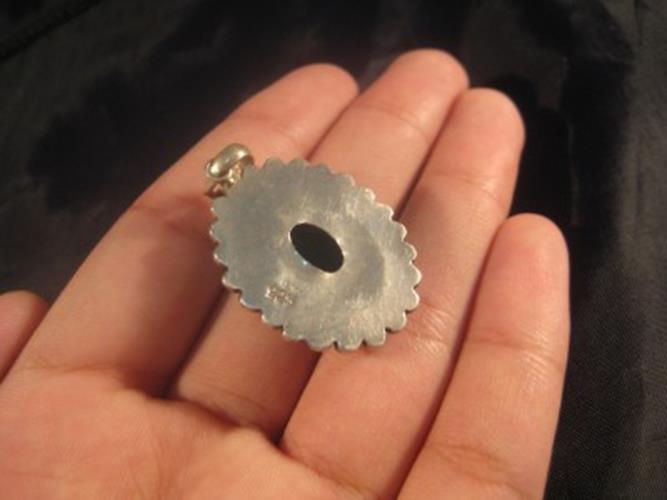 925 Silver Tibetan Turquoise Pendant Nepal N4866