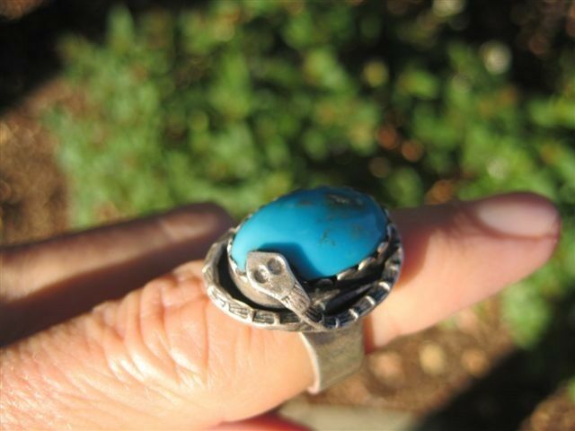 925 Silver Arizona Turquoise Ring Rattlesnake Size 6.25 AN4988