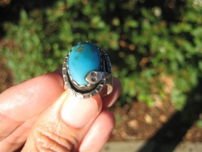 925 Silver Arizona Turquoise Ring Rattlesnake Size 6.25 AN4988