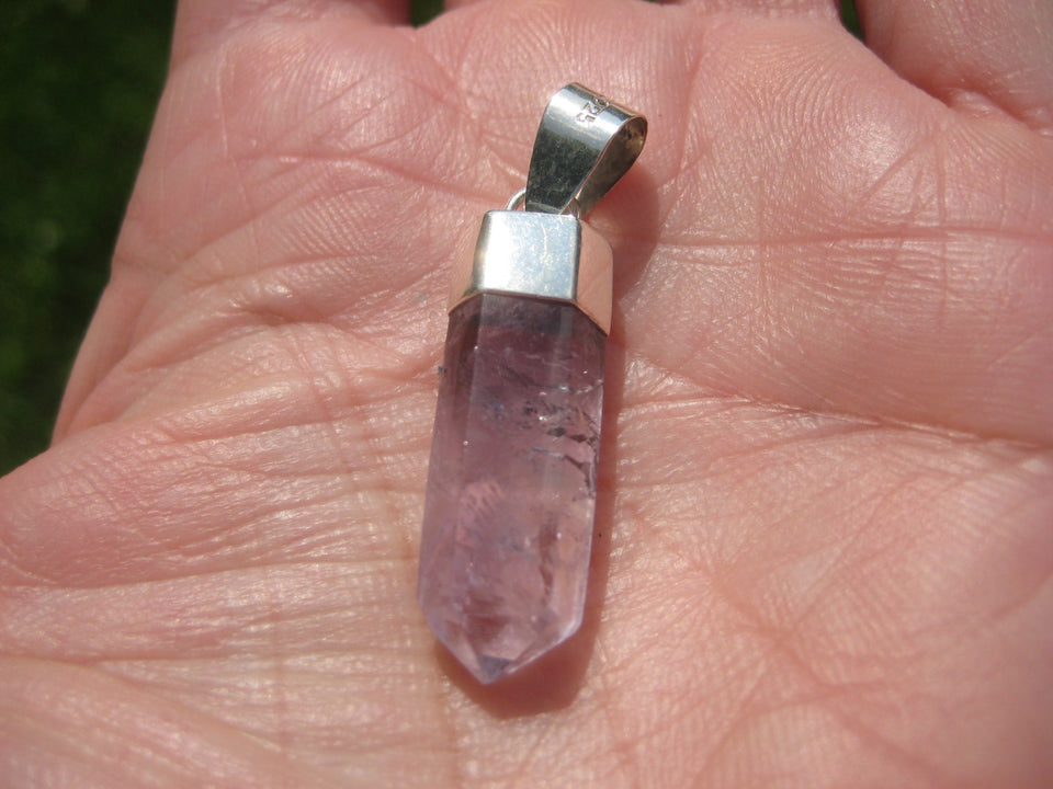 925 Silver Amethyst Crystal Point pendant Taxco Mexico A7244