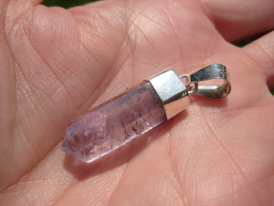 925 Silver Amethyst Crystal Point pendant Taxco Mexico A7244