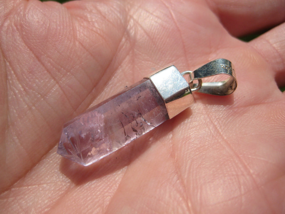 925 Silver Amethyst Crystal Point pendant Taxco Mexico A7244