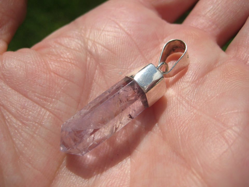 925 Silver Amethyst Crystal Point pendant Taxco Mexico A7244