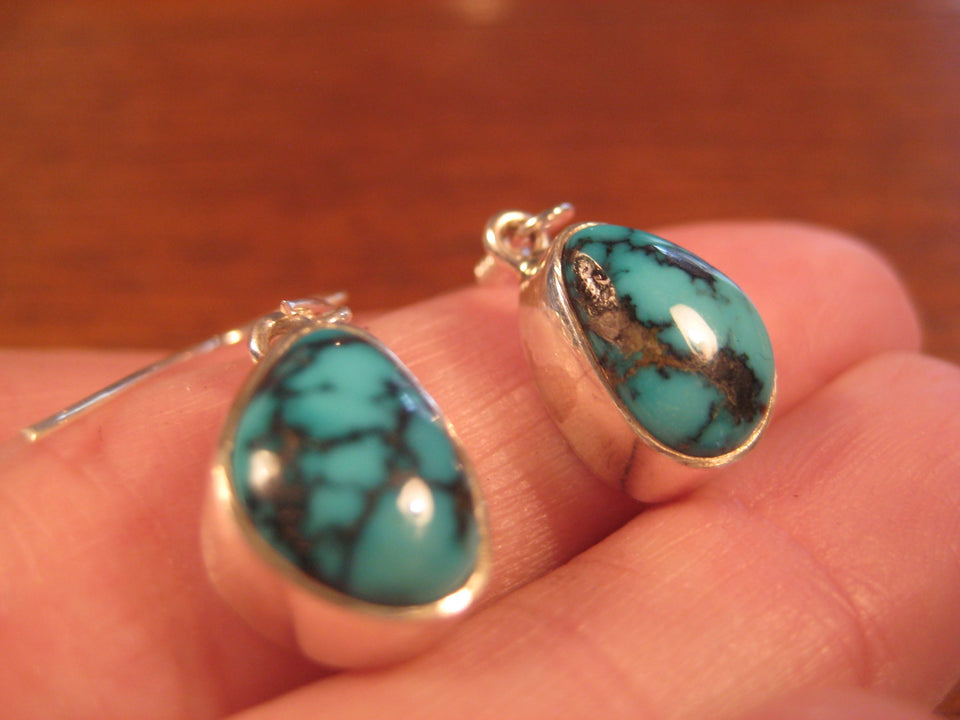 925 Silver Tibetan Turquoise Earrings Earring jewelry Nepal himalayan art A912