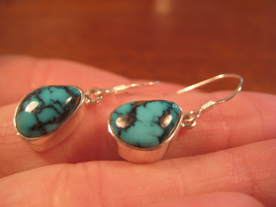 925 Silver Tibetan Turquoise Earrings Earring jewelry Nepal himalayan art A912
