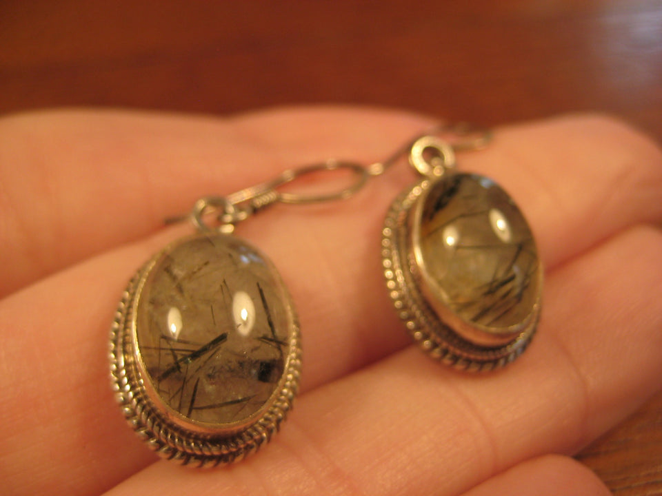 925 Silver  Rutile Quartz Earrings Earring jewelry Nepal himalayan art A765