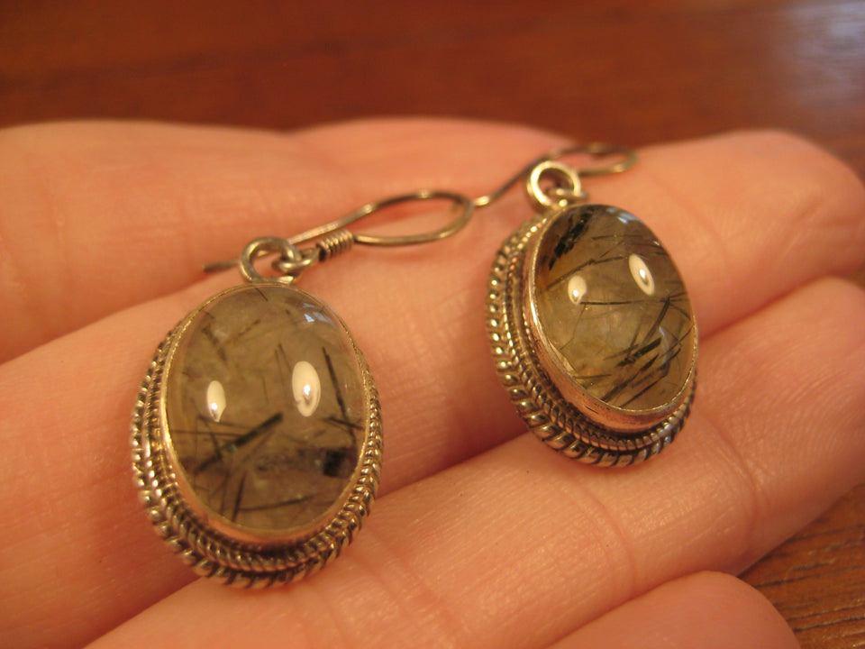 925 Silver  Rutile Quartz Earrings Earring jewelry Nepal himalayan art A765