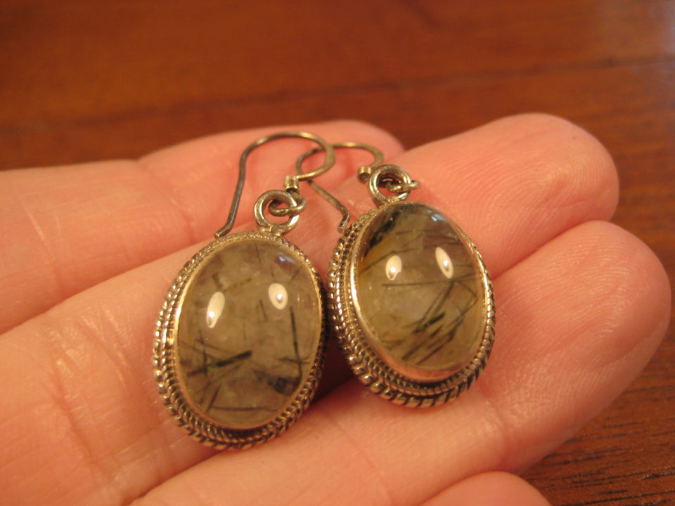925 Silver  Rutile Quartz Earrings Earring jewelry Nepal himalayan art A765