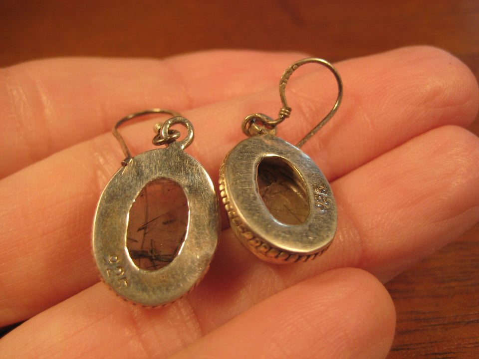 925 Silver  Rutile Quartz Earrings Earring jewelry Nepal himalayan art A765