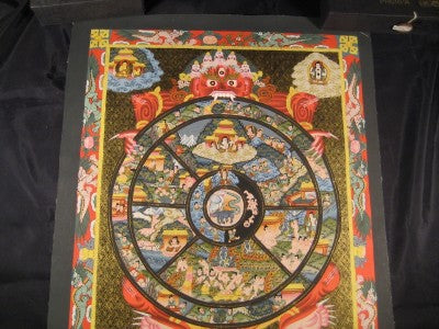 24 K Gold Thangka Thanka Painting Wheel of Life dragons Nepal A4