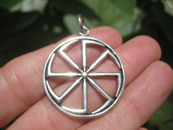 925 Silver Black Sun Wheel Sonnenrad Viking Germanic Pendant A8