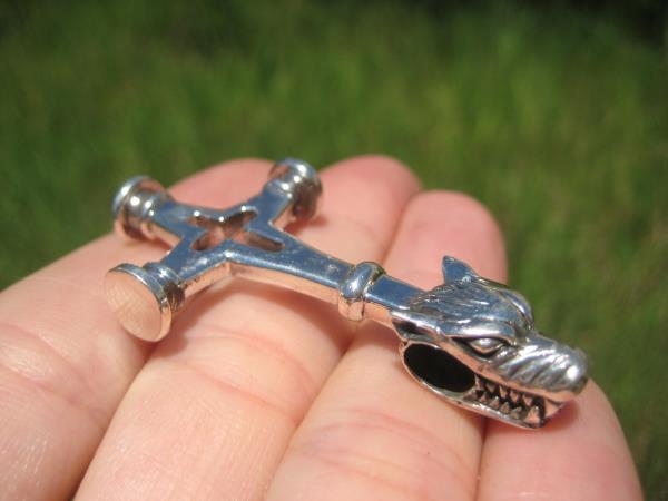 925 Silver Viking Norse Wolf Cross Thor Hammer Pendant A15