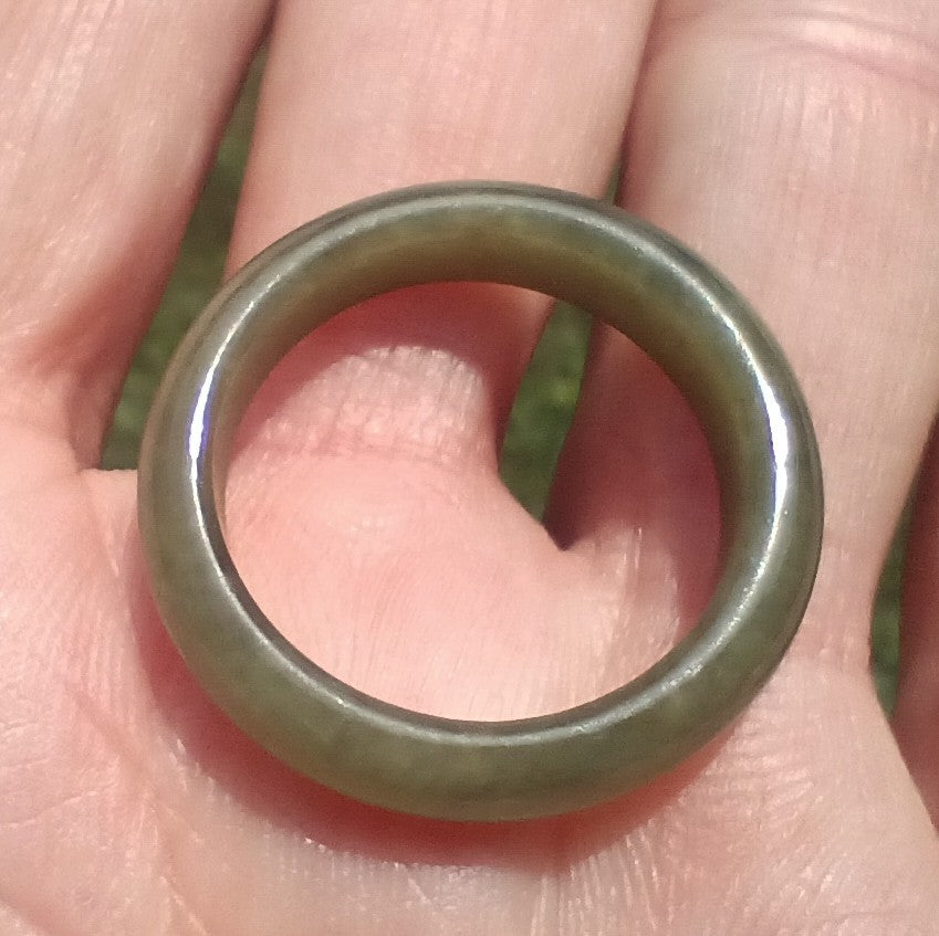 Olive Green Natural Jadeite Jade Ring Size 9 G460