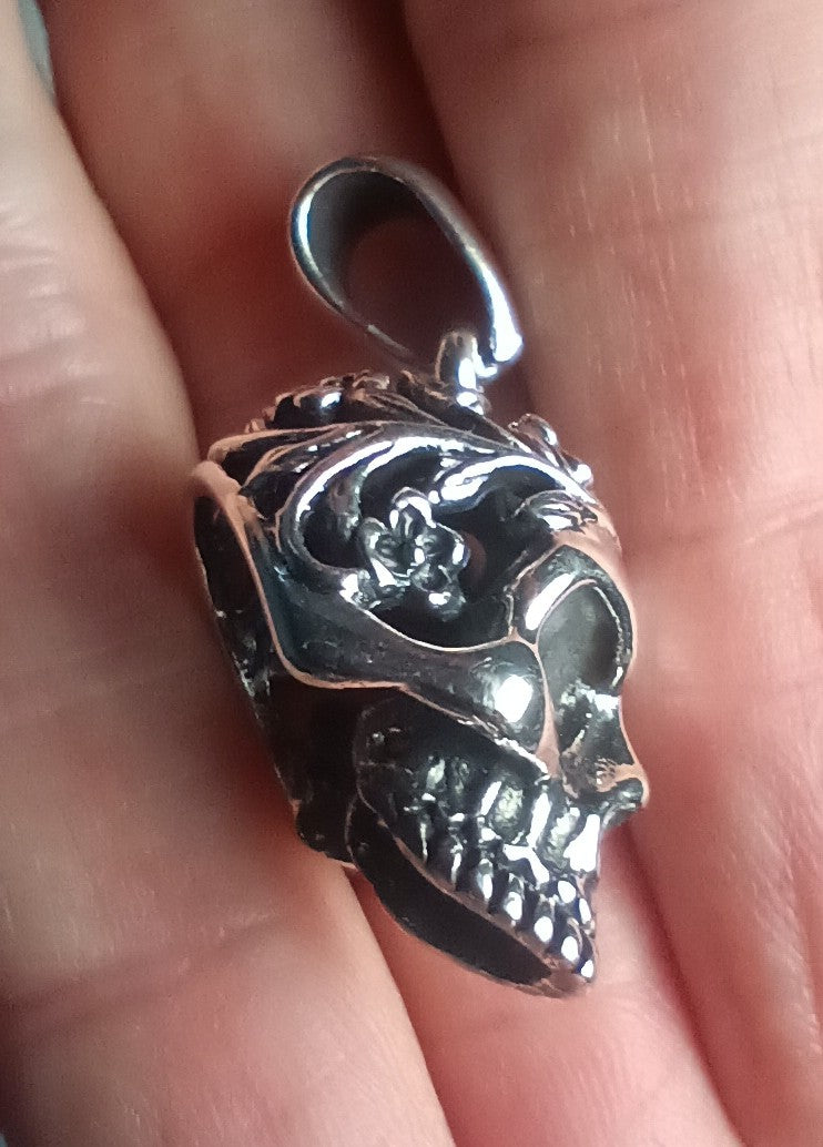 925 sterling silver skull pendant CH22
