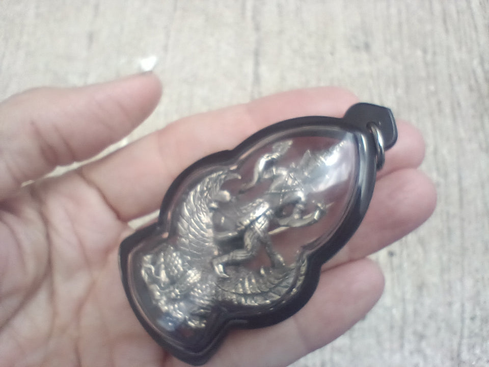 Brass metal Garuda Bird Laxmi amulet pendant Thailand UN835