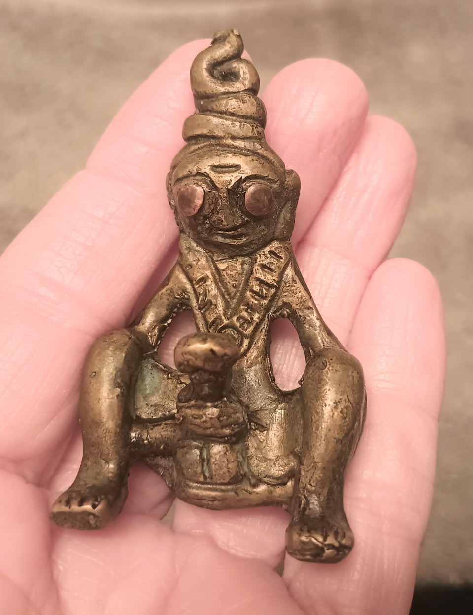 Statue Amulet Man Sitting Nude Bangkok Thailand CH739