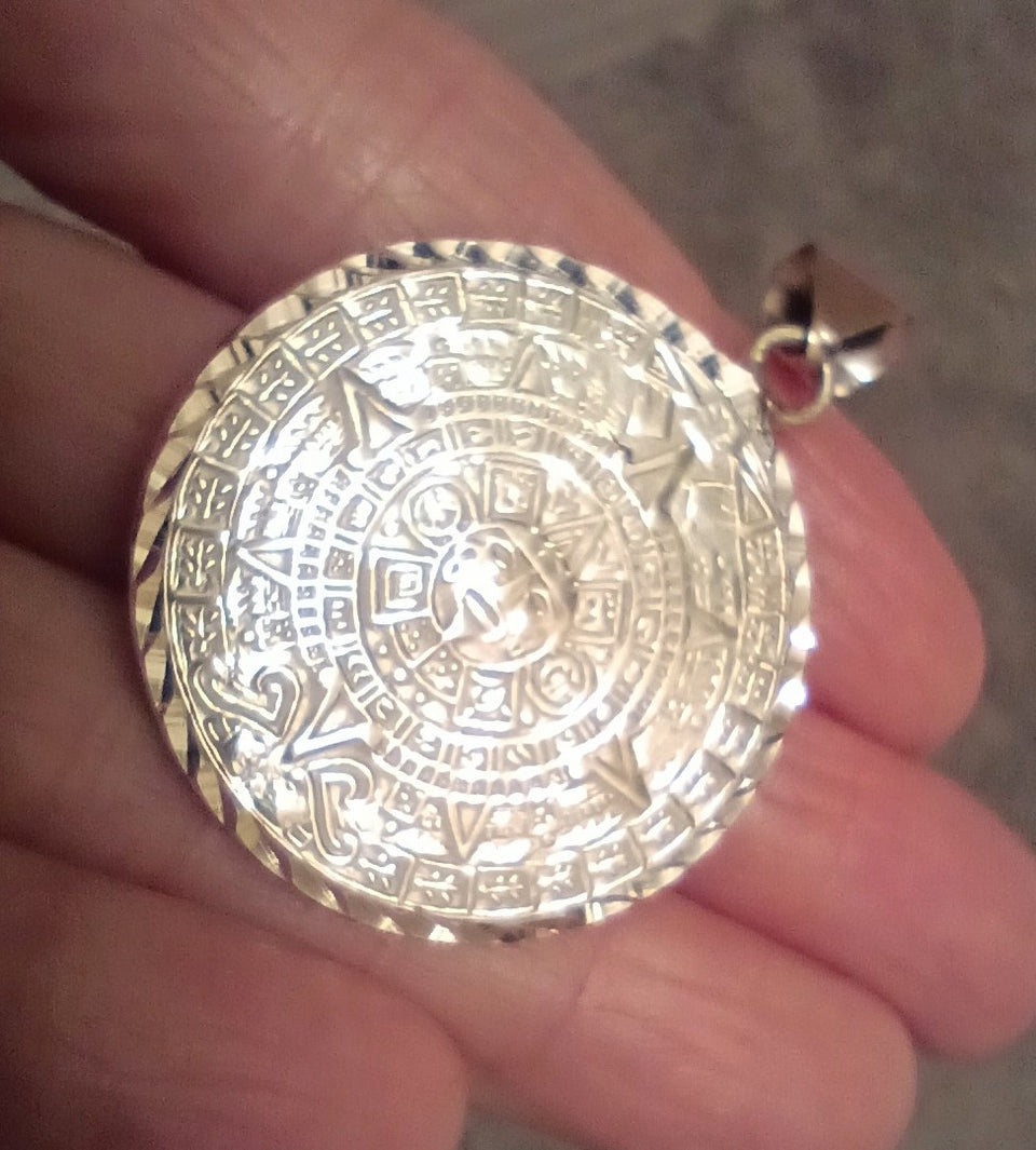 925 Sterling Silver Mayan Aztec Calendar Taxco Mexico ch92