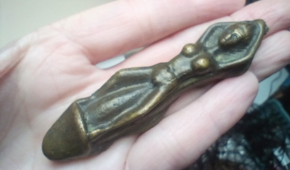 Brass Metal Amulet Statue Lady Phallic Phallus Thailand CH533