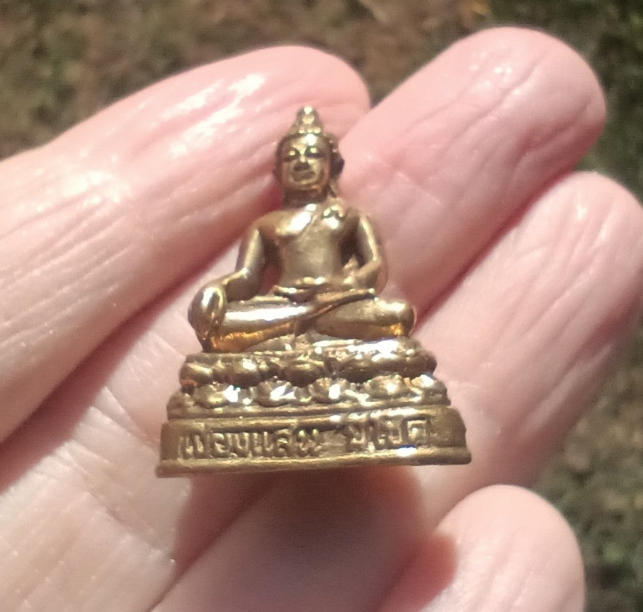 Brass metal Buddha small statue Bangkok Thailand amulet CH822