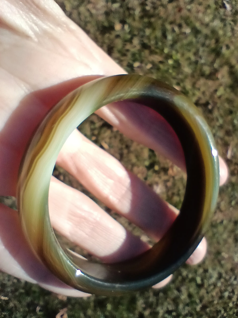 Natural green Agate bangle bracelet Thailand ch371