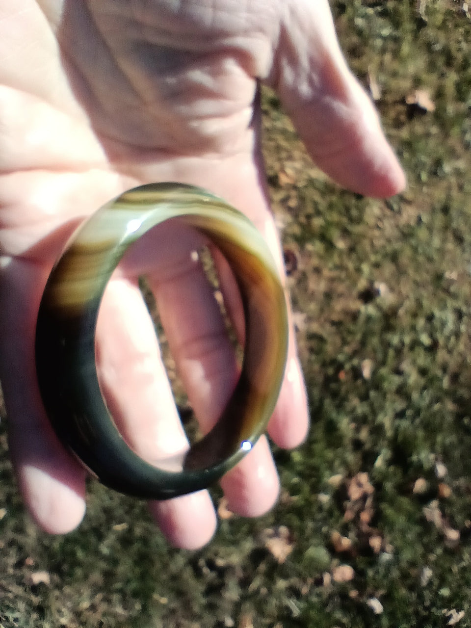 Natural green Agate bangle bracelet Thailand ch371