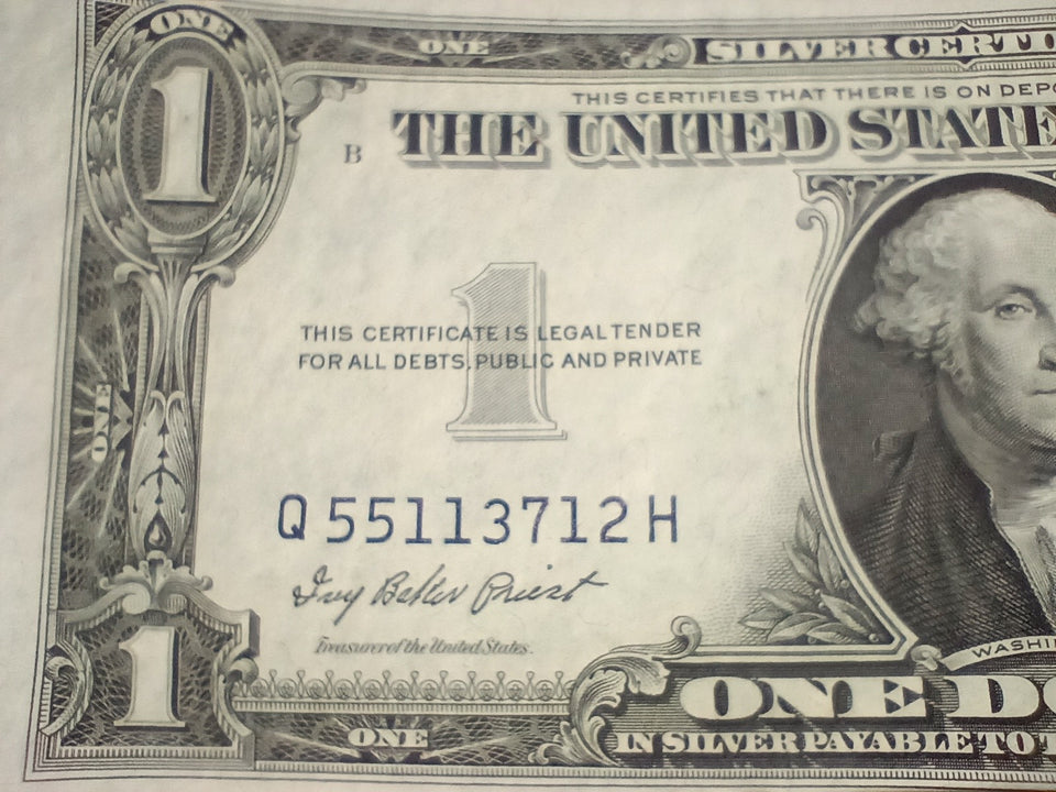 1935 One Dollar Bill Series E Silver Certificate Very Good Condition