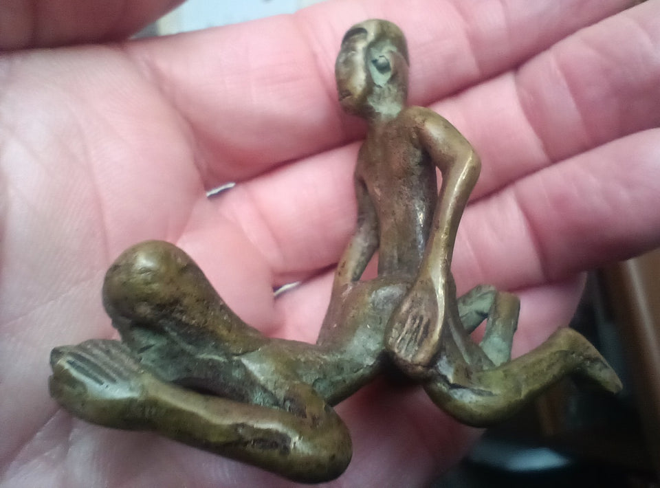 Brass metal Man Lady Nude Art Statue Thailand Ch522