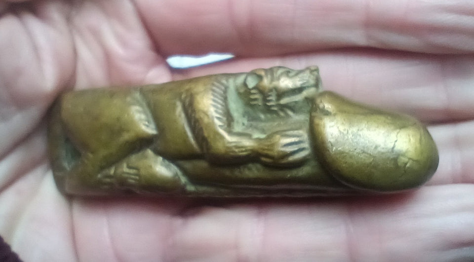 Brass metal Tiger Phallic Statue Thailand Ch572