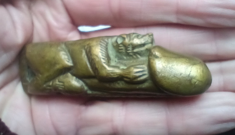 Brass metal Tiger Phallic Statue Thailand Ch572
