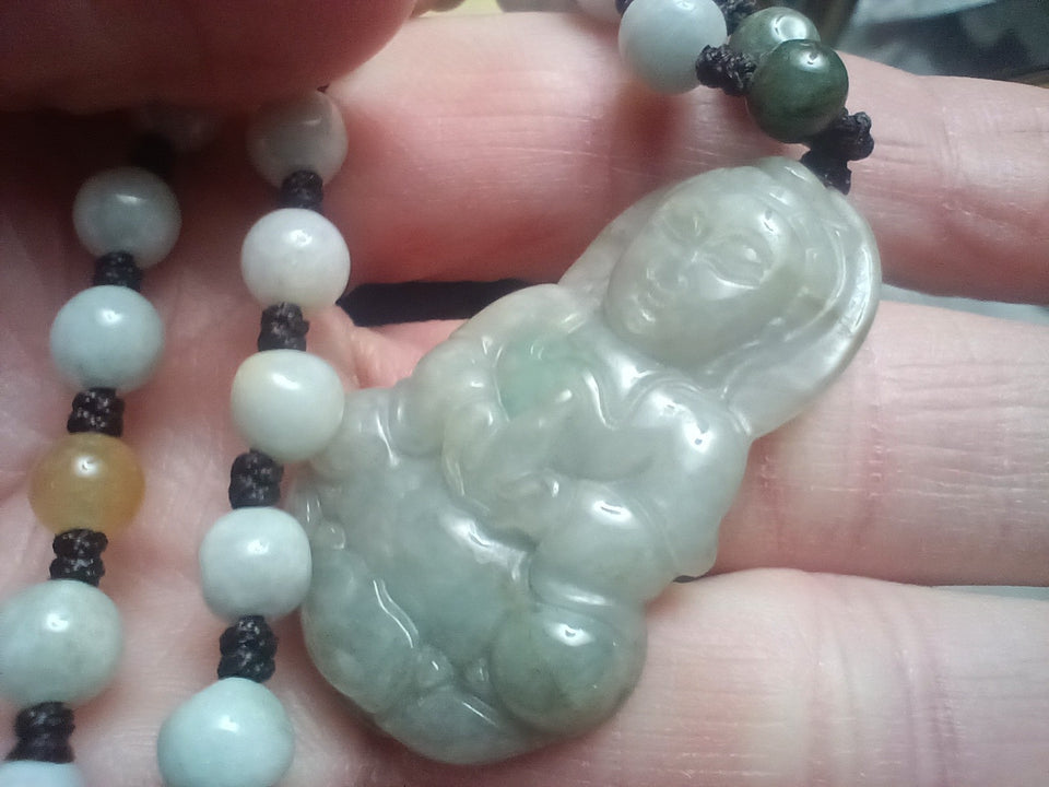 Natural Jade Quan Yin Pendant Necklace Myanmar CH5251