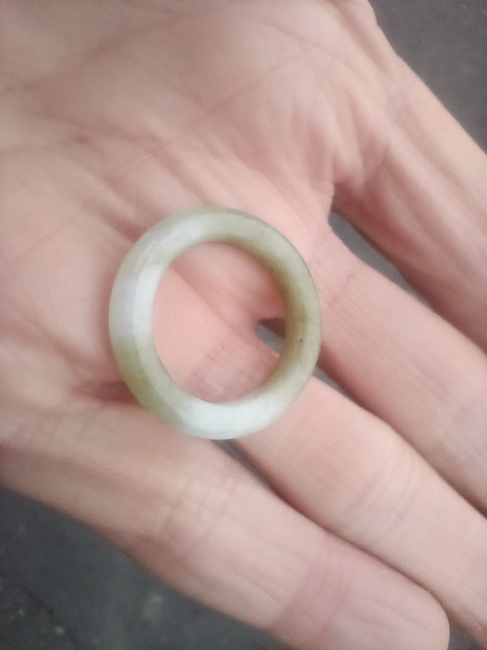 Natural Jade ring Myanmar size 7.5 Jadeite white and green ch996
