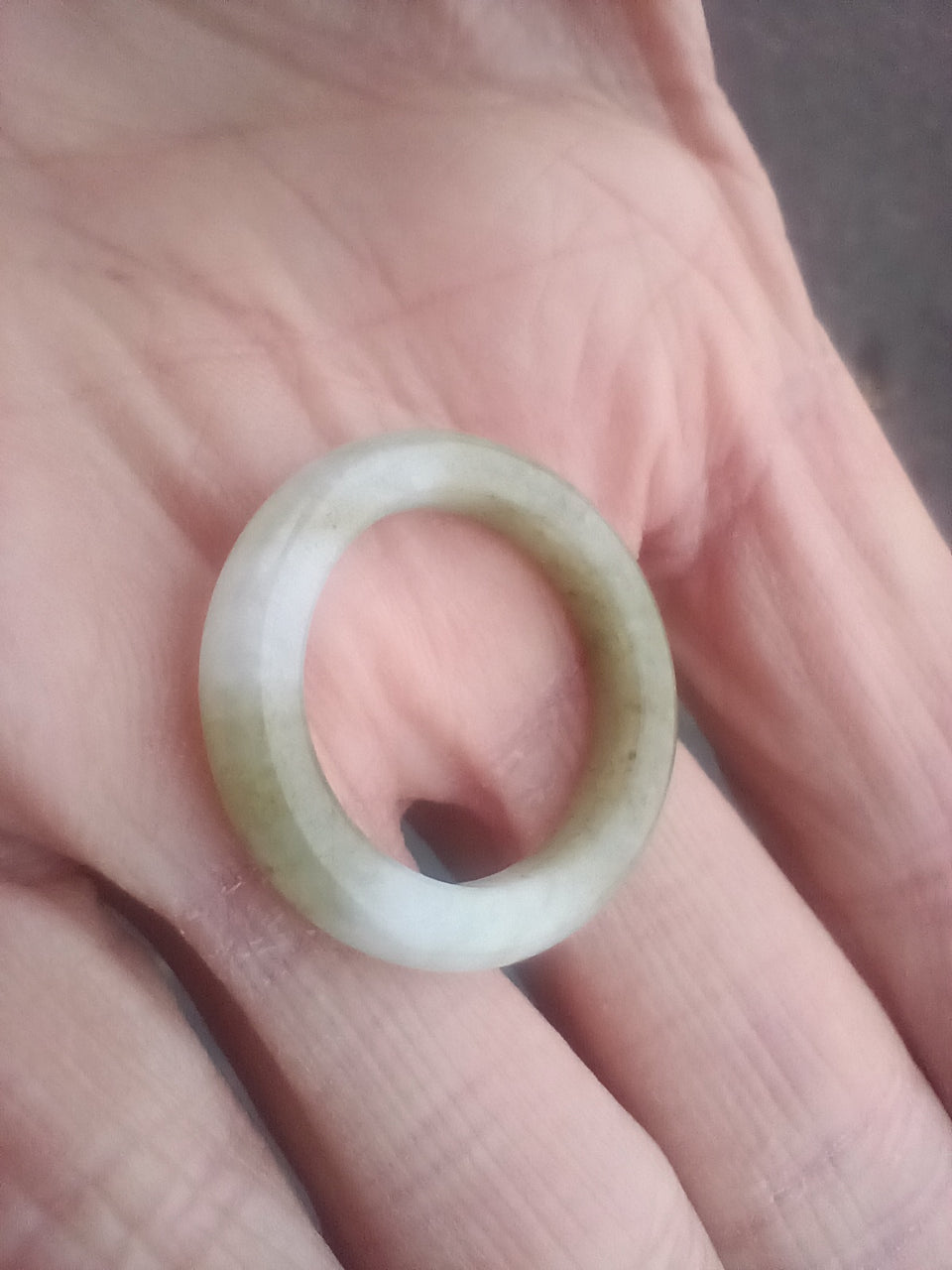 Natural Jade ring Myanmar size 7.5 Jadeite white and green ch996