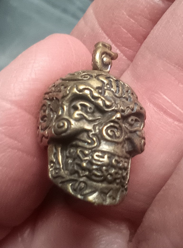 Brass metal skull pendant Thailand