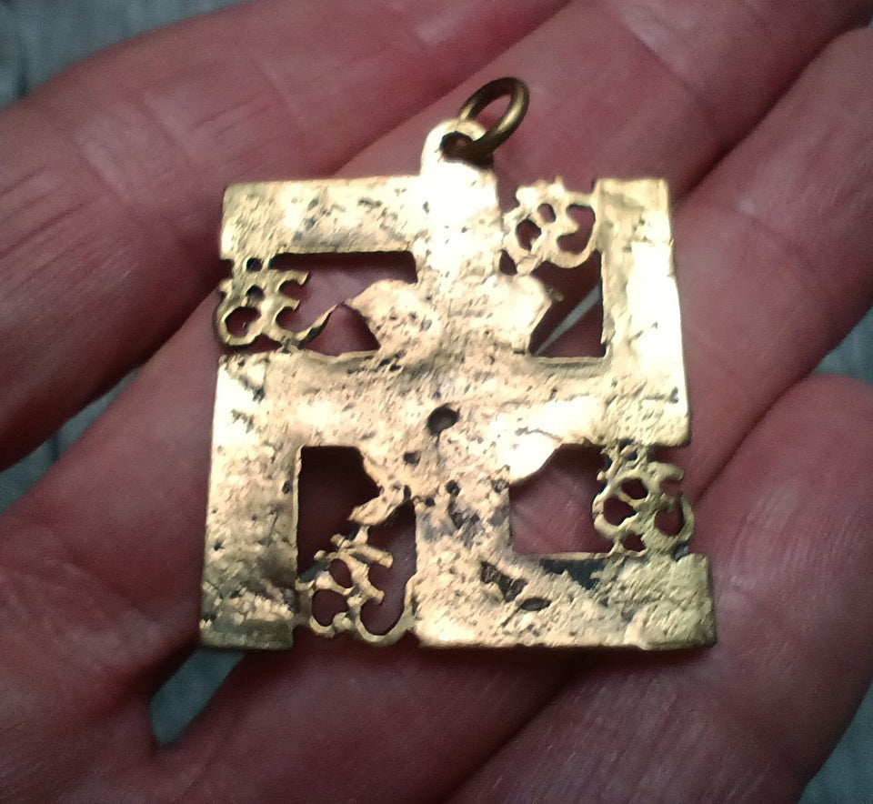 Ganesh Swastika pendant Hindu Budhist 1.3"