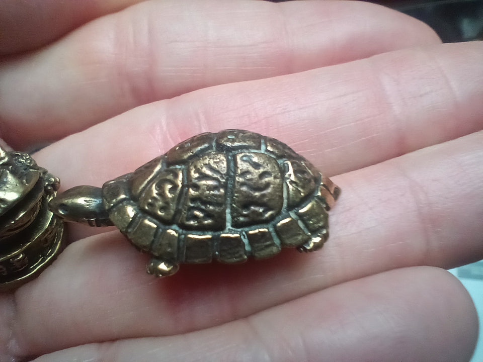 Set 2 Brass metal toad and turtle statues Thailand 1"