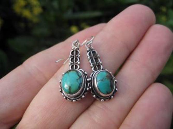 925 Silver Tibetan Turquoise Earrings Earring N3855
