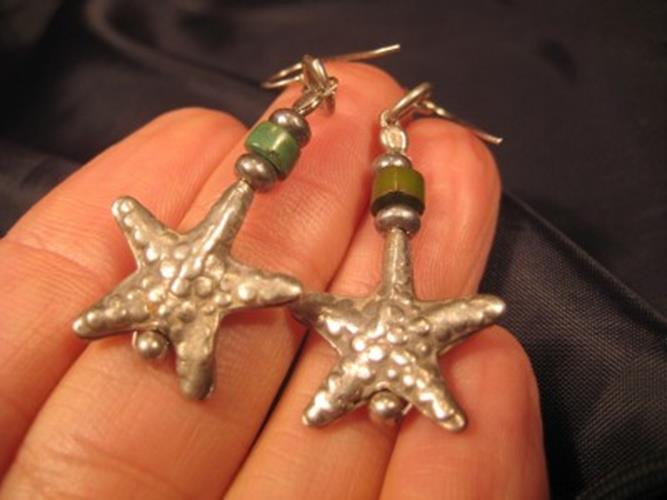 925 Silver starfish earrings Hill Tribe N3755