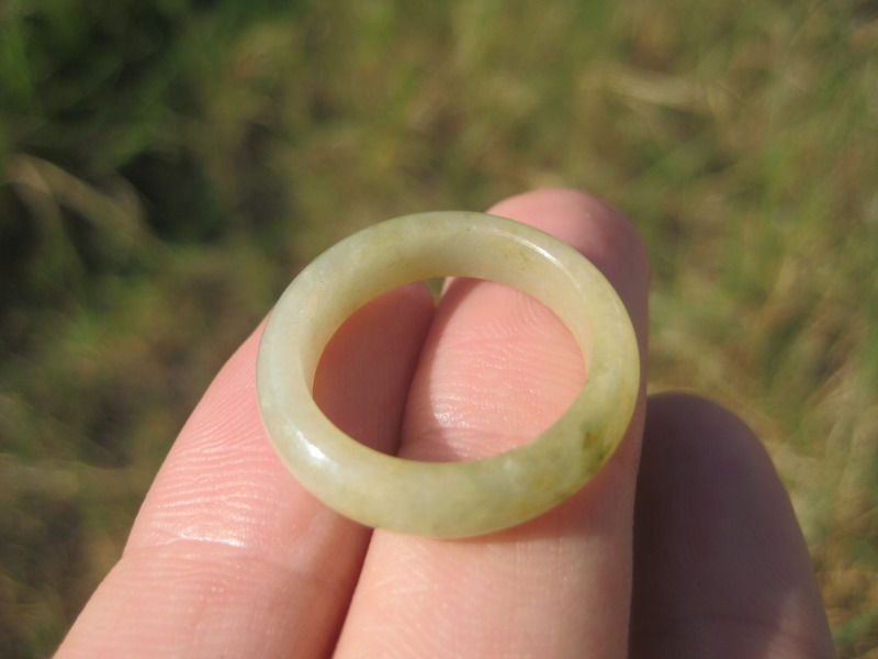 Natural Jade ring Thailand jewelry stone mineral art size 7.5  A12