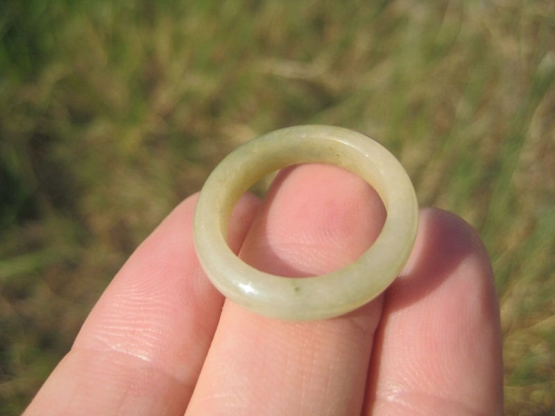 Natural Jade ring Thailand jewelry stone mineral art size 7.5  A12