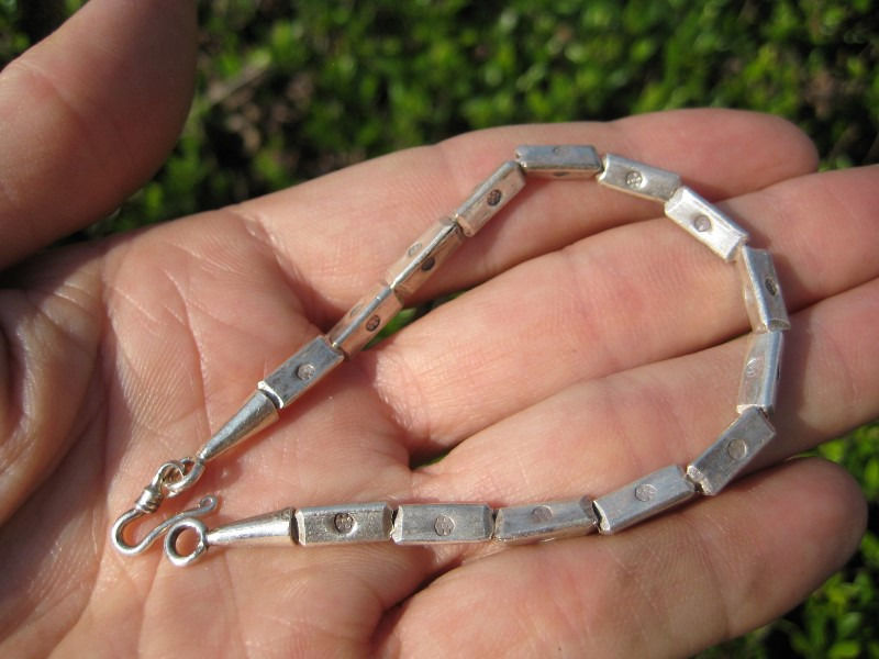 999 fine silver hill tribe bead bracelet thailand jewelry art A31