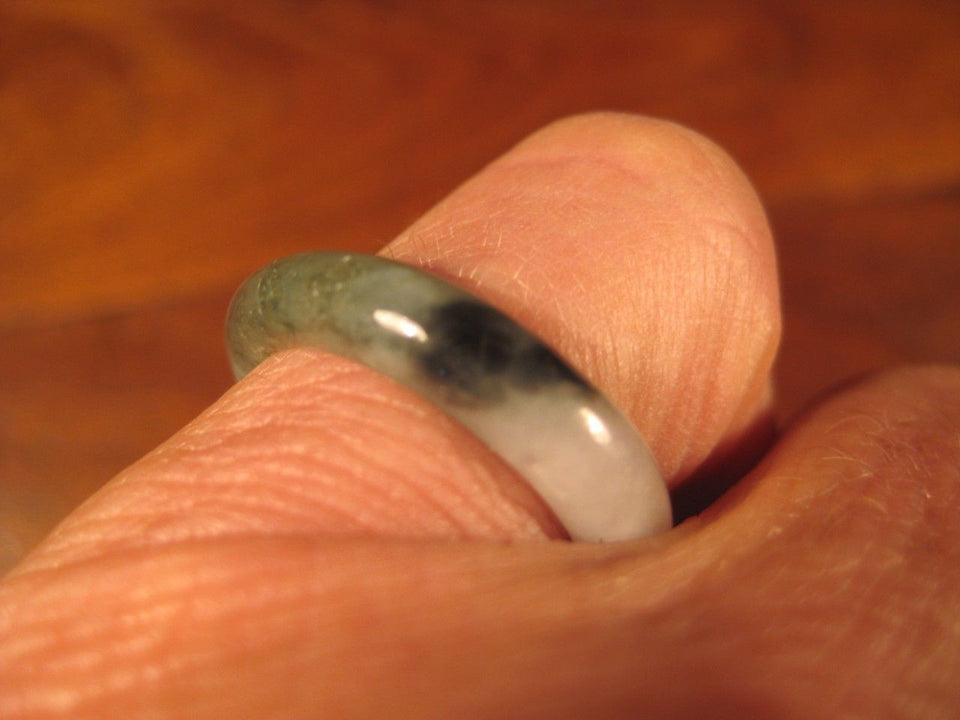 Natural  Jadeite Jade ring stone mineral carving  Size 6.5 US  A540